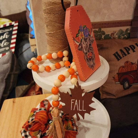 Wood bead Garland with tassel  Fall Harvest Party Decor - Picture 2 of 4